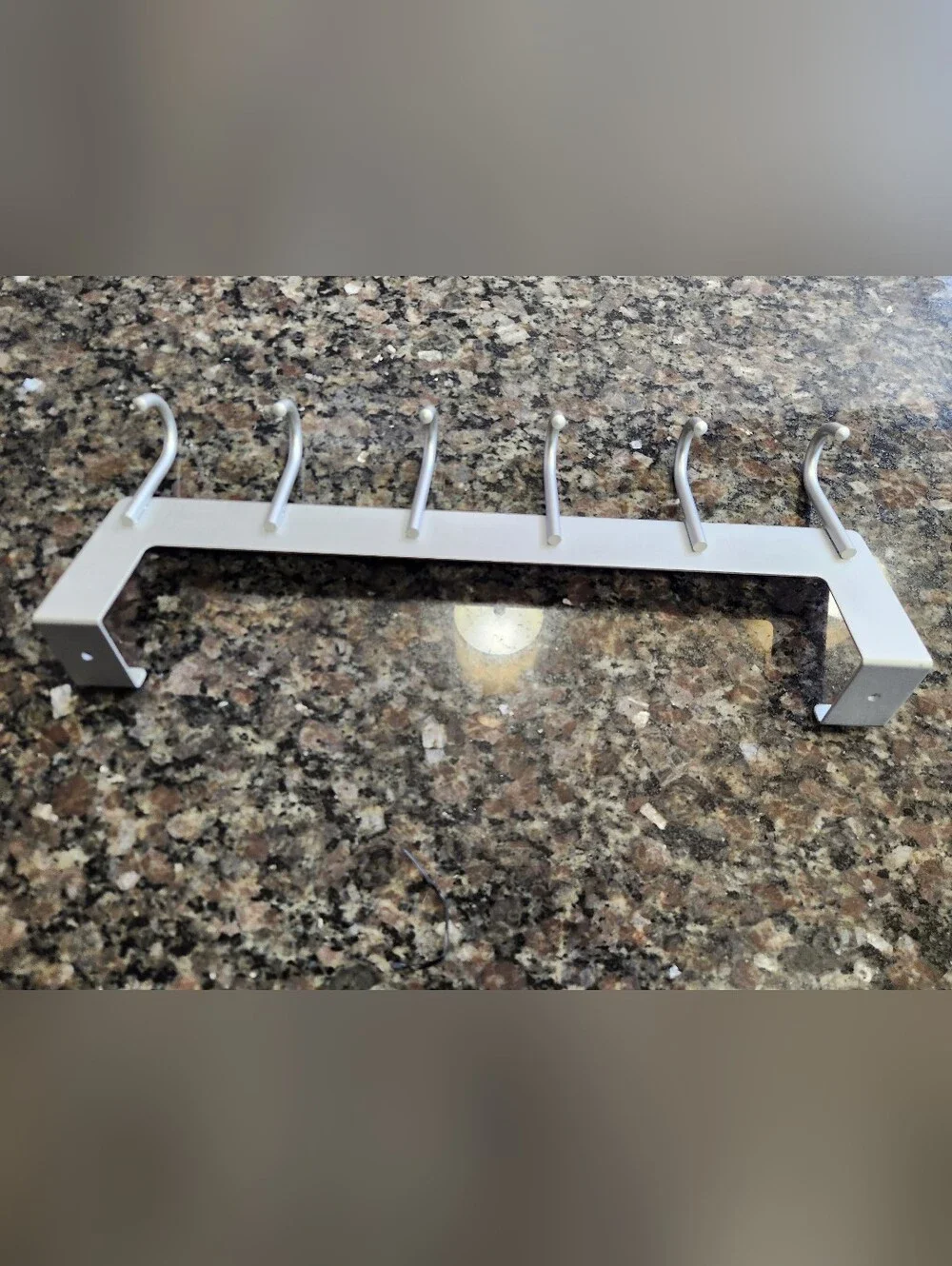 Brushed Silver Over-the-Door 6 Hook Rack - Modern Wall Organizer